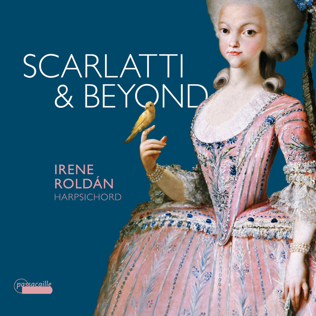 CD cover: Irene Roldán, portrait of a woman with a bird.