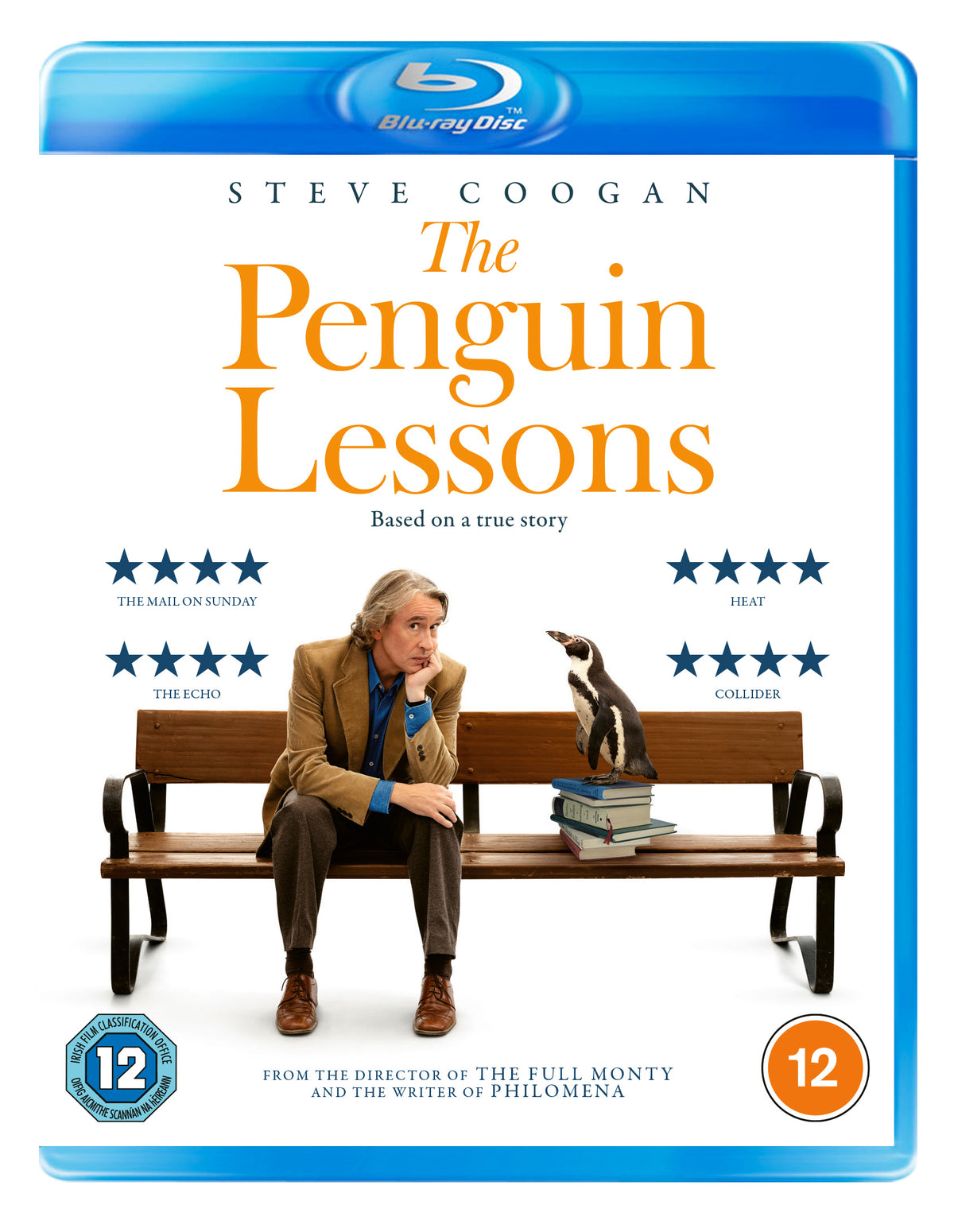 Blu-ray cover for "The Penguin Lessons" featuring a man and penguin on a bench.