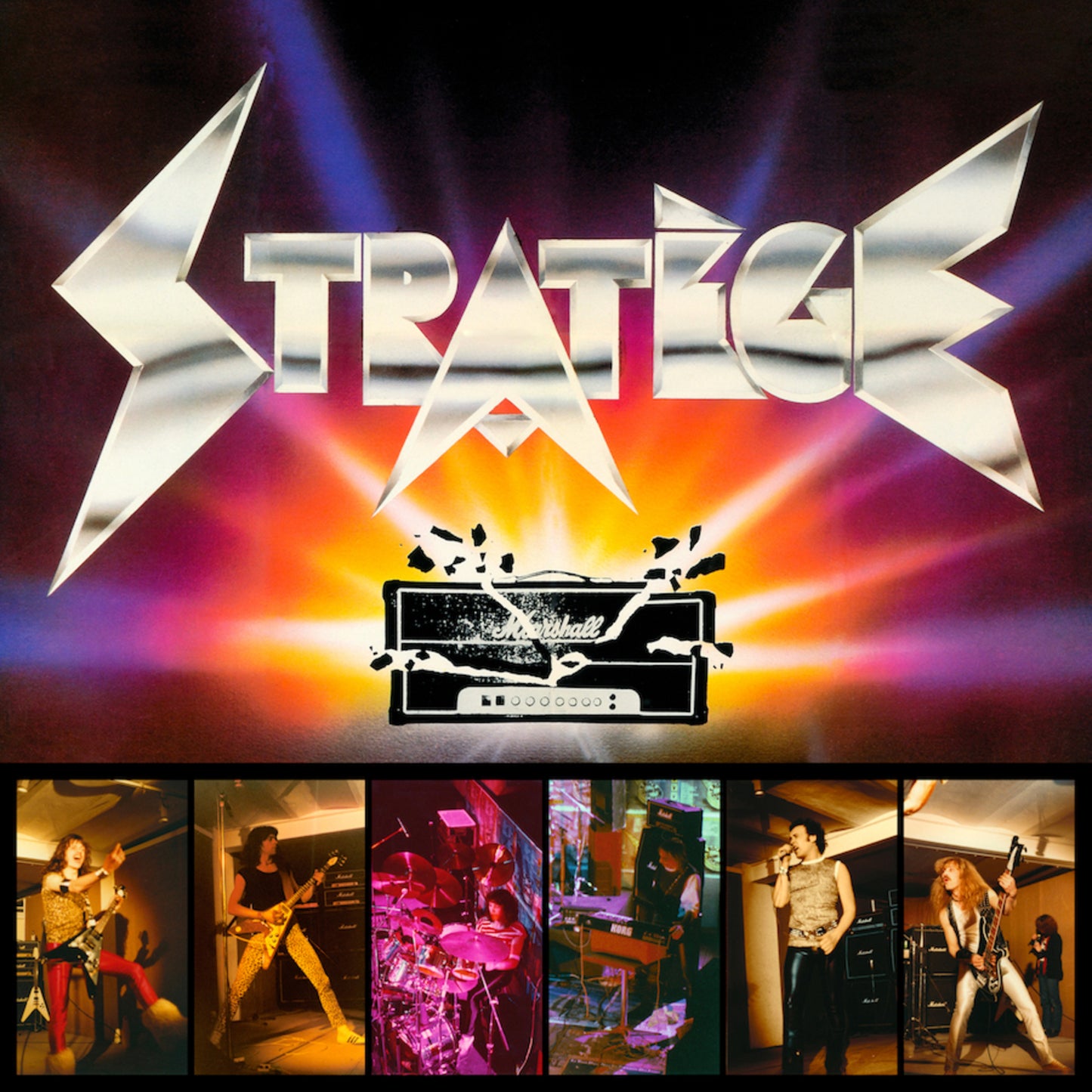 CD cover for Stratege’s “Anthology 81-84”, featuring band photos and logo.