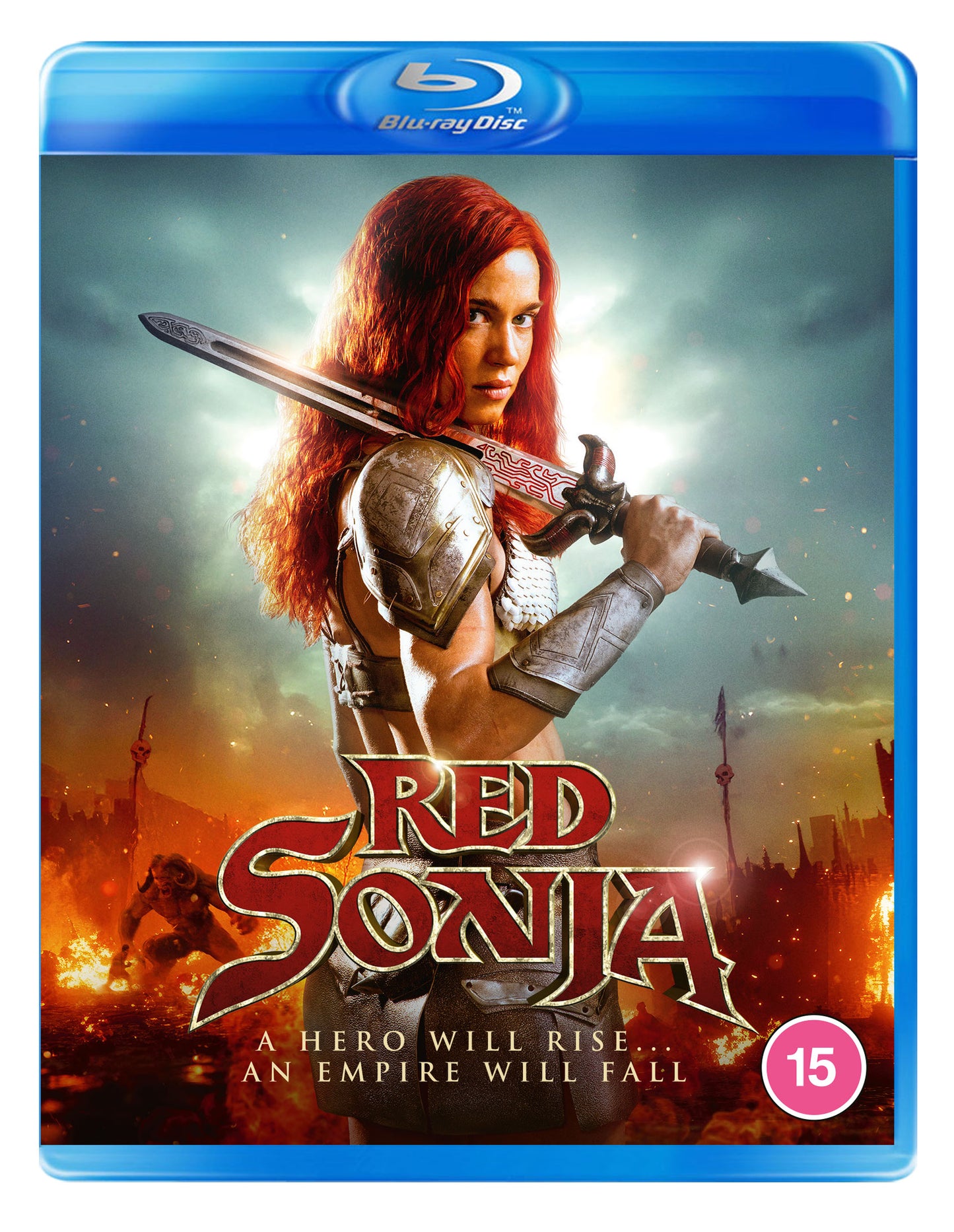 Red Sonja Blu-ray cover featuring a warrior woman with a sword.