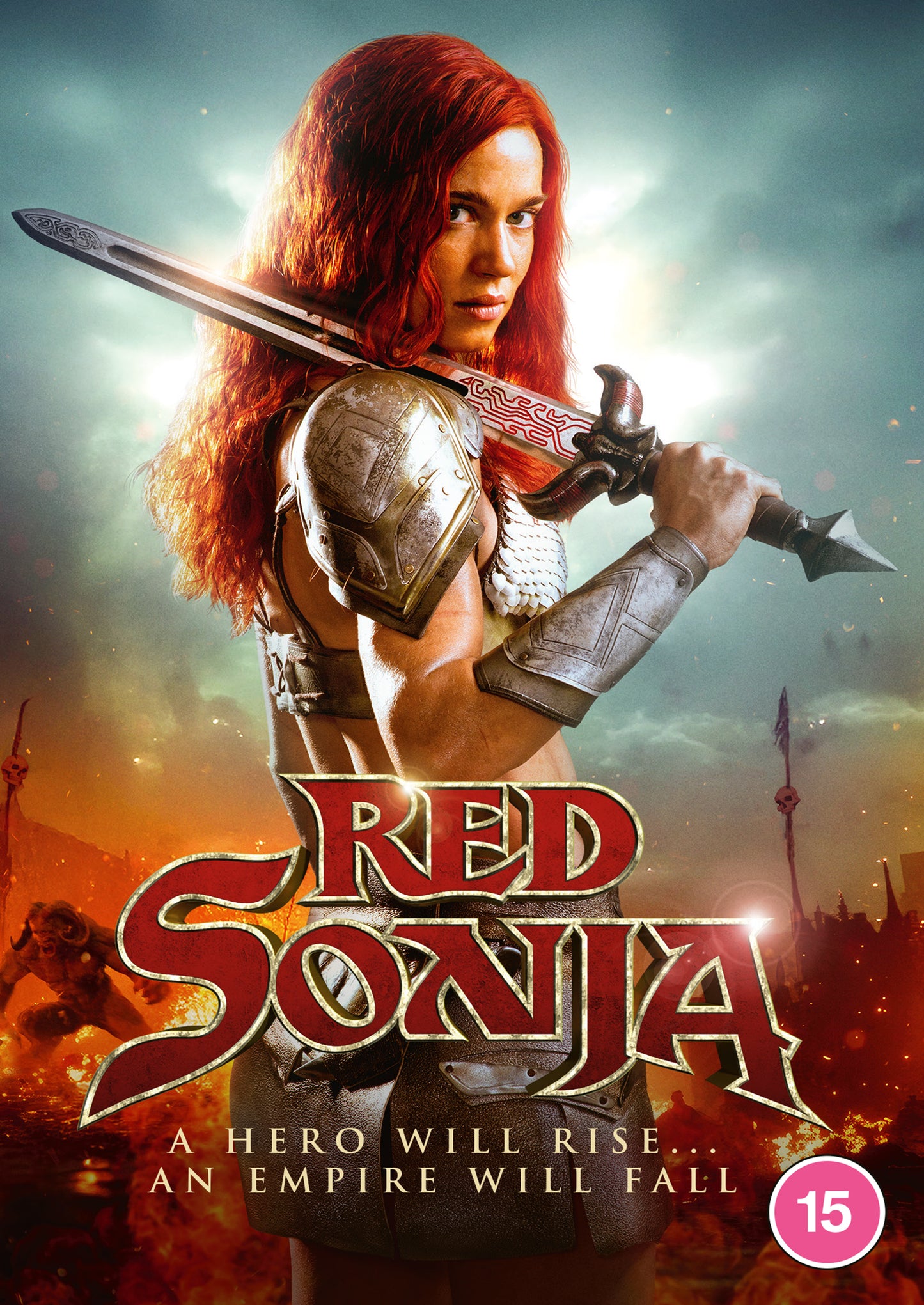 Red Sonja DVD cover featuring a warrior woman with a sword.