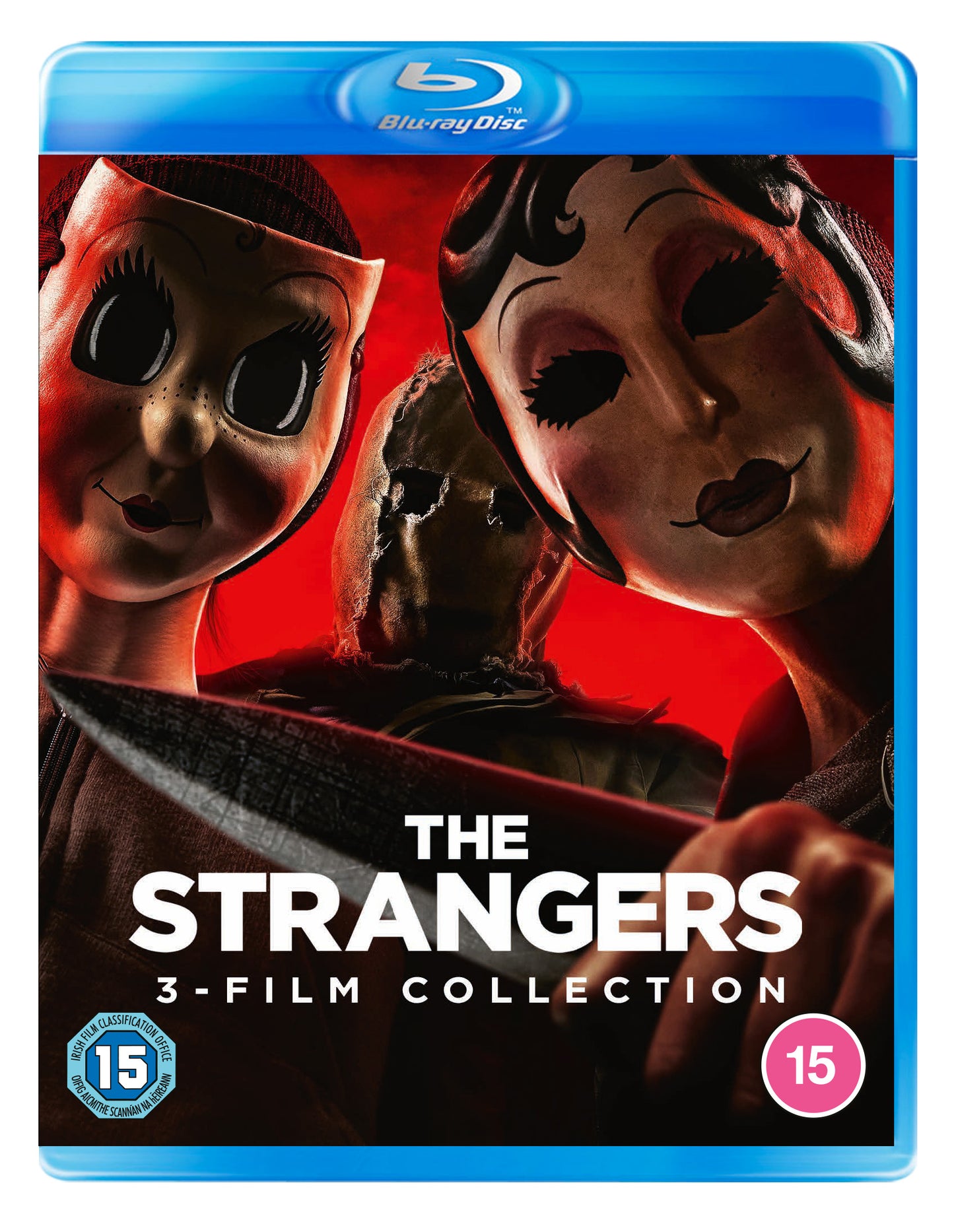 Blu-ray box set cover featuring three masked figures in red lighting.