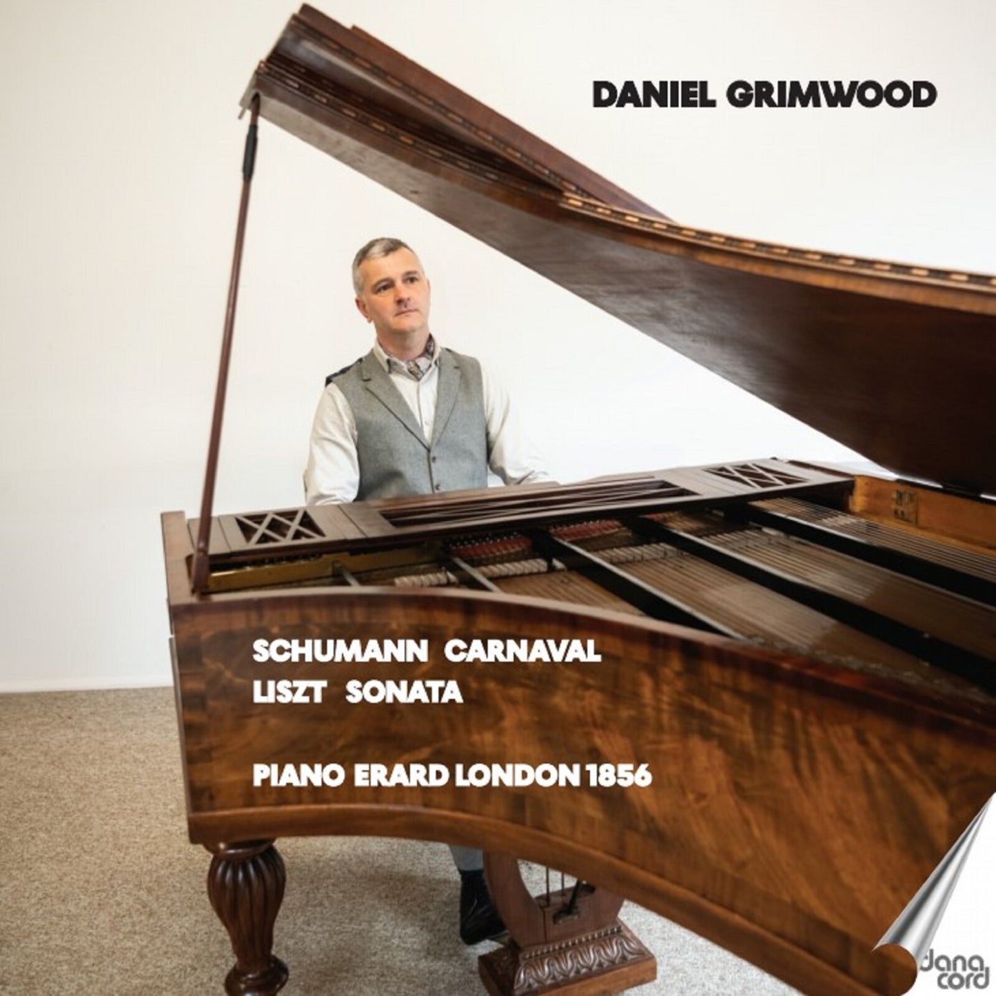 CD cover: pianist Daniel Grimwood at a vintage piano, text details.