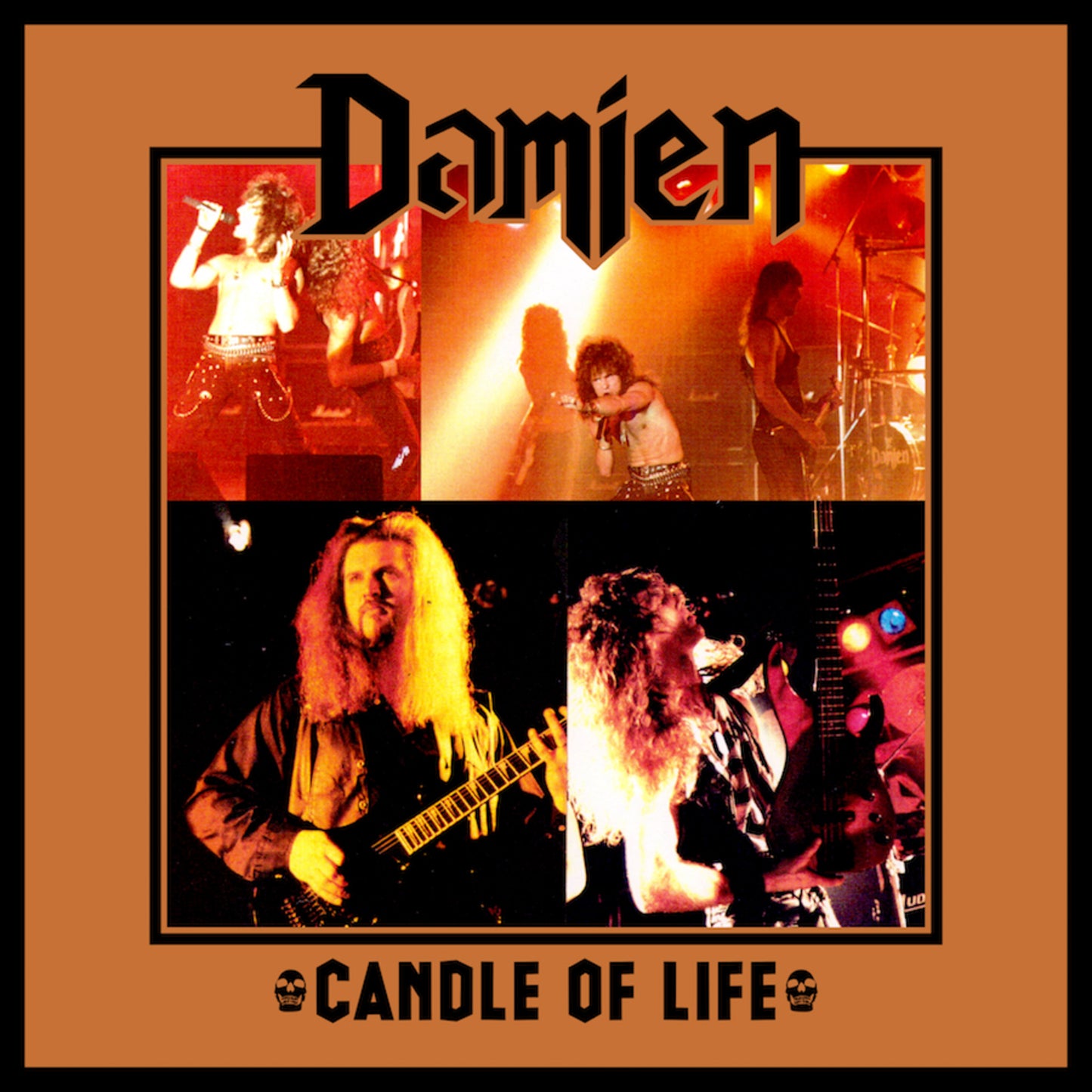CD cover for Damien's Candle of Life featuring a collage of bandLC band members.