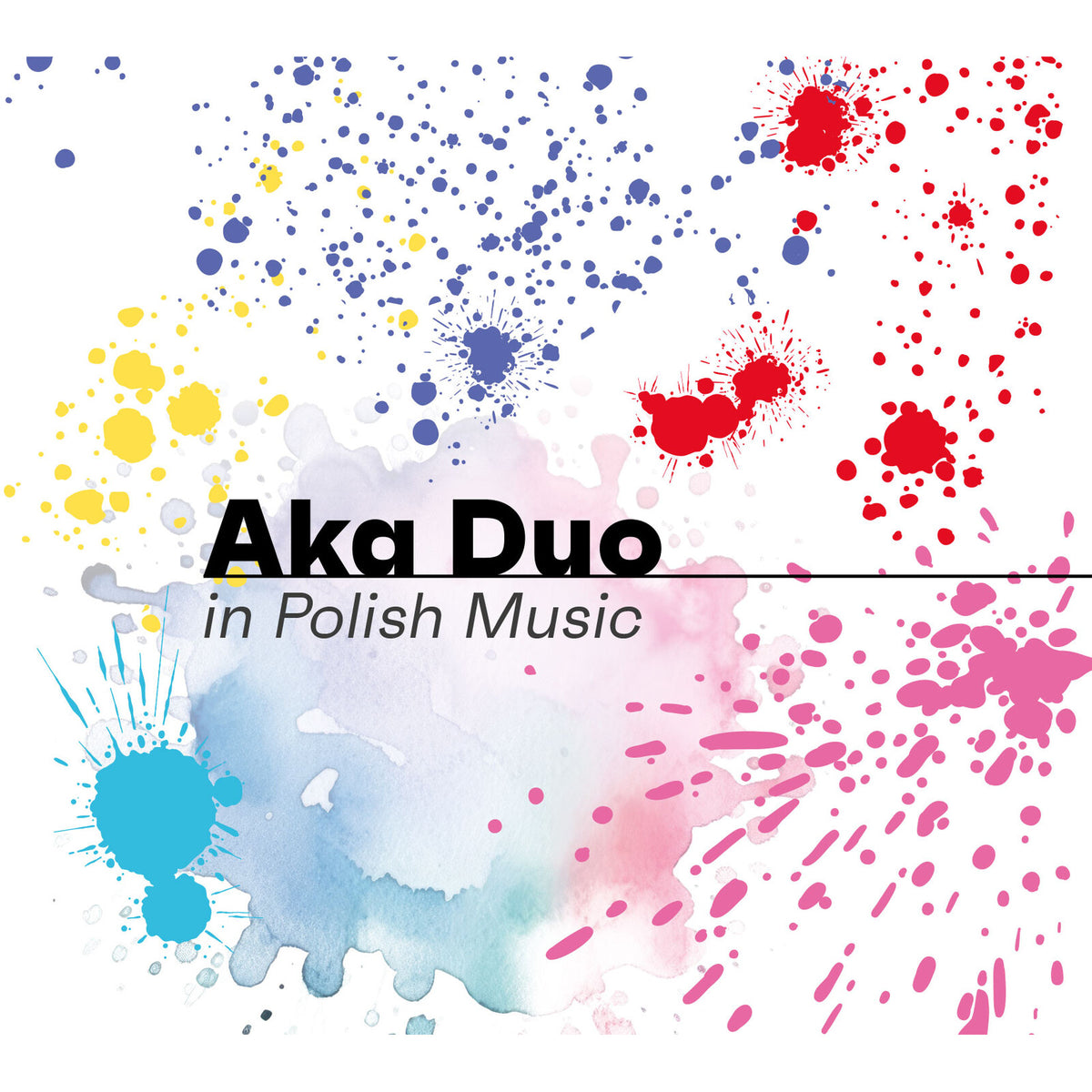 CD cover for Aka Duo’s “in Polish Music” with colorful paint splatters.