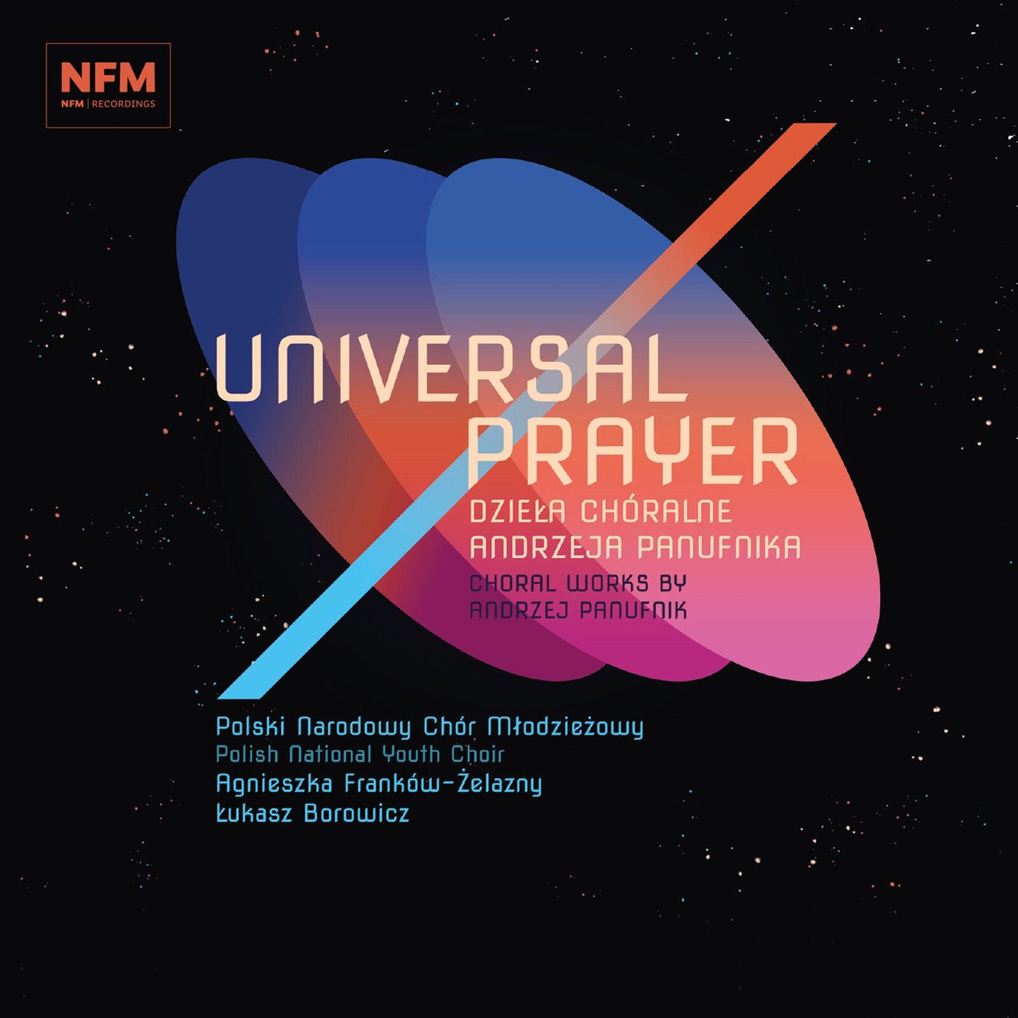 CD cover for "Universal Prayer" by Panufnik, with abstract colorful design.