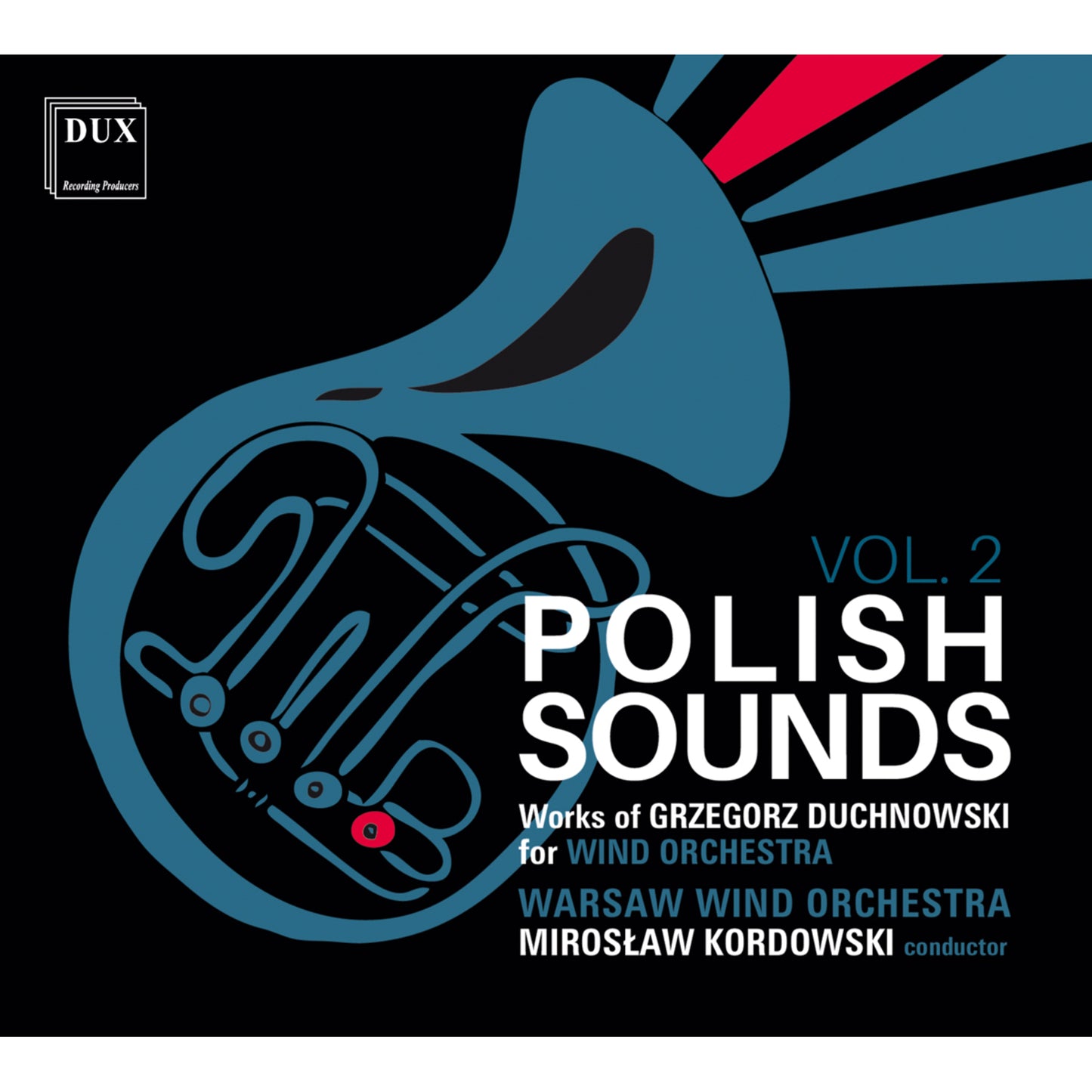 CD cover: blue and red abstract design with a tuba and text “Polish Sounds Vol. 2”.