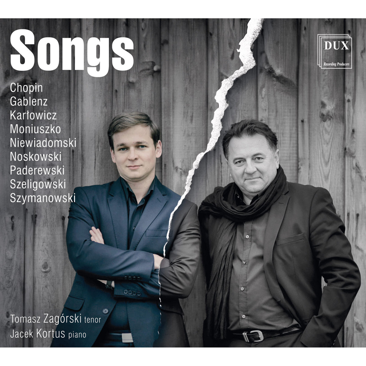 CD cover featuring two men, Tomasz Zagorski and Jacek Kortus, with musical notes.