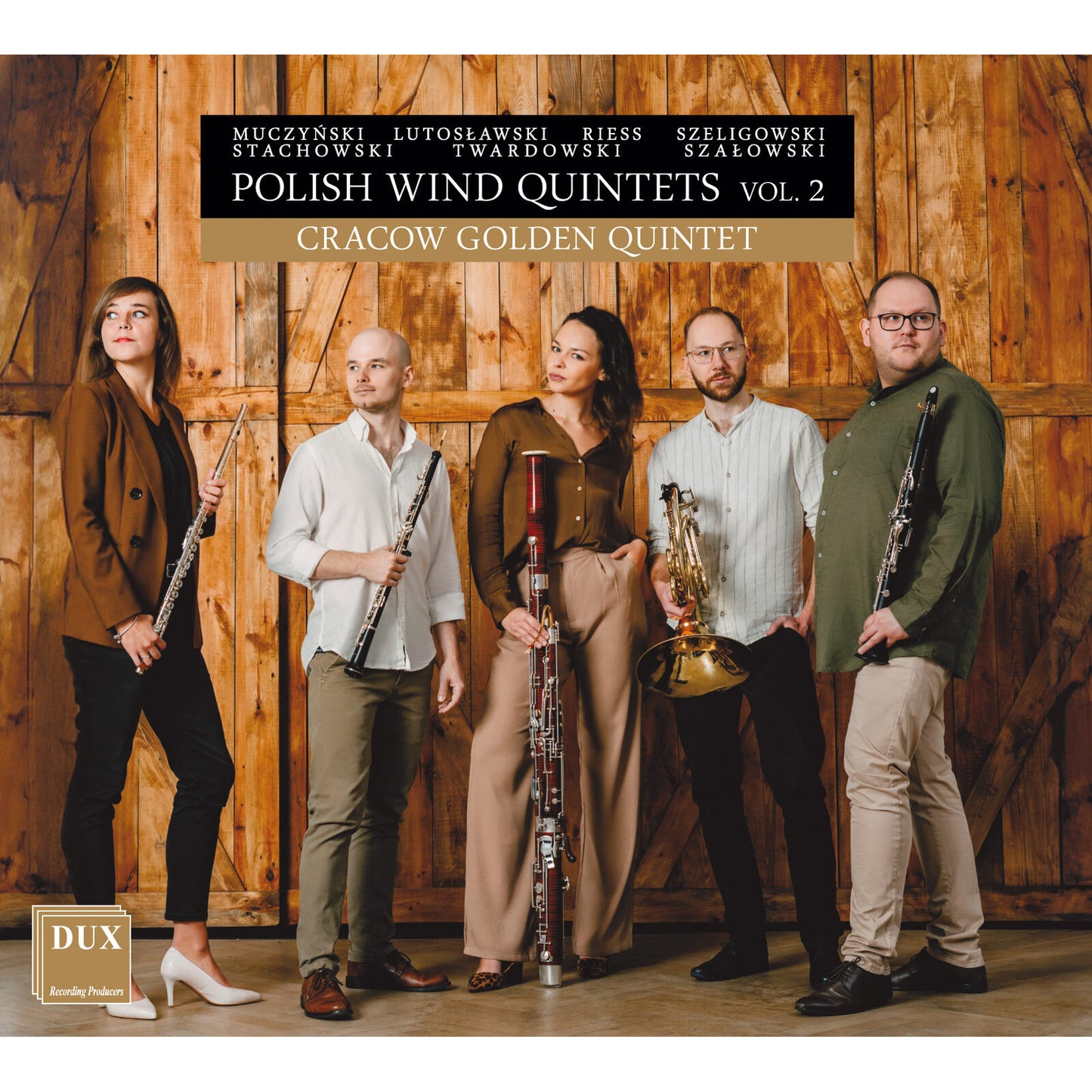 CD cover featuring the Cracow Golden Quintet, five musicians with instruments.
