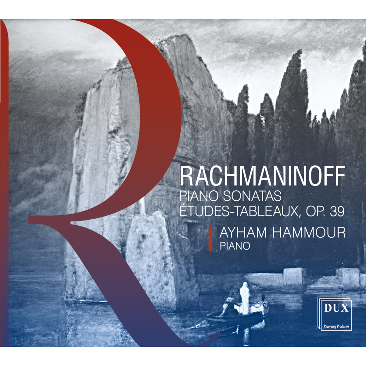 CD cover for Rachmaninoff piano sonatas performed by Ayham Hammour.