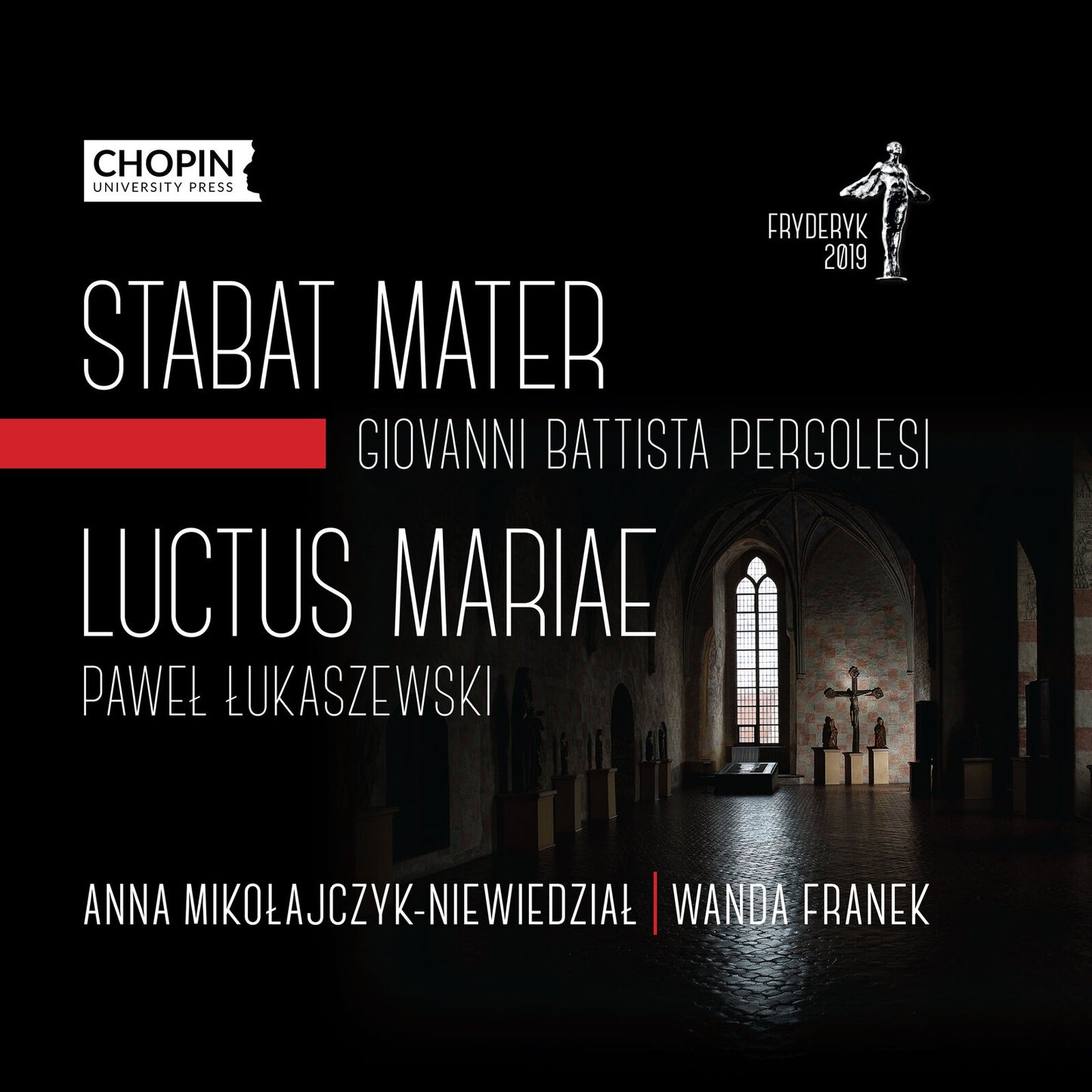 CD cover for "Stabat Mater" by Pergolesi and Łukaszewski, with figures.