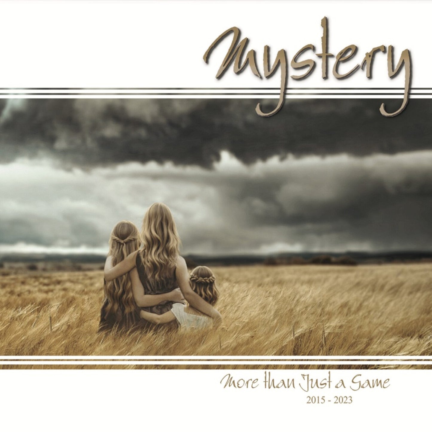 CD cover: two girls in a field under a stormy sky.