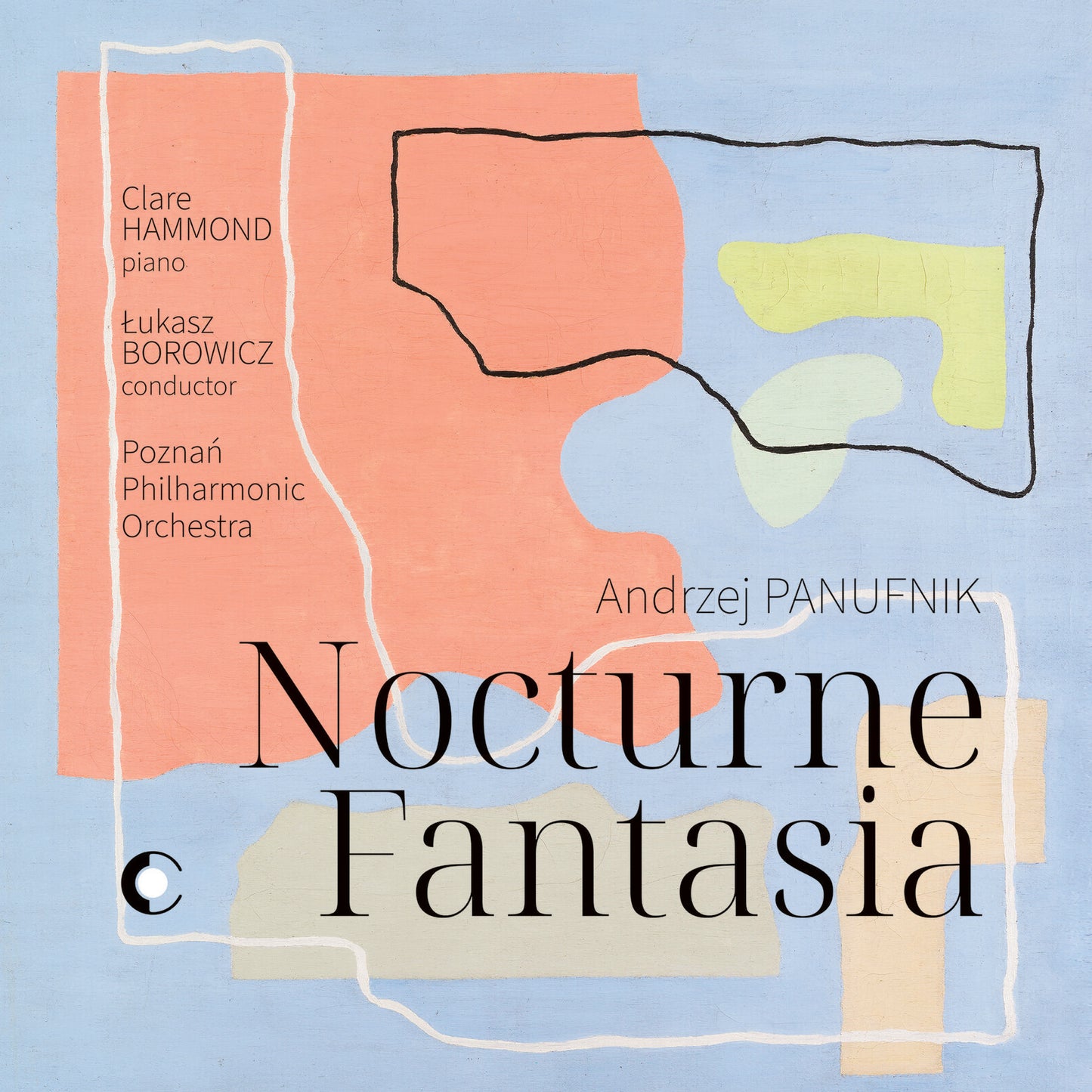 CD cover for "Nocturne & Fantasia" featuring Clare Hammond and Łukasz Borowicz.
