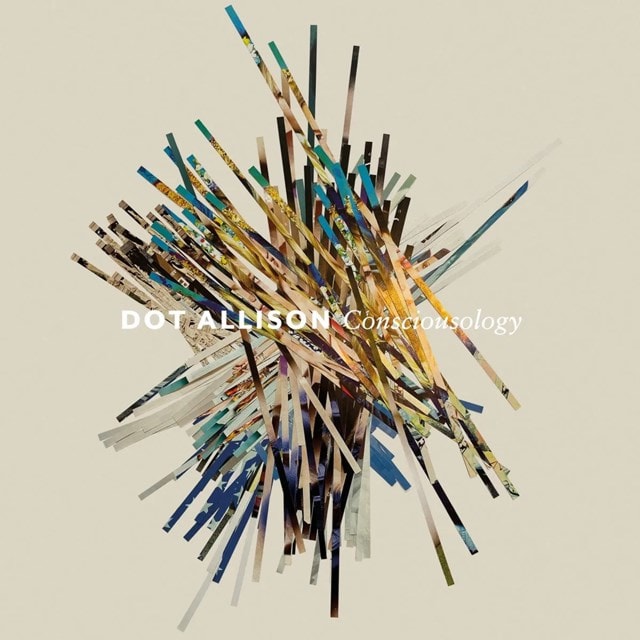 Album cover for Dot Allison’s “Consciousology” featuring colorful paper strips.