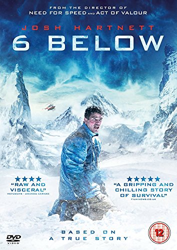 DVD cover for "6 Below" featuring a man in a snowy mountain landscape.