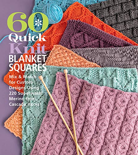 Book cover displaying colorful knitted blanket squares and knitting needles.