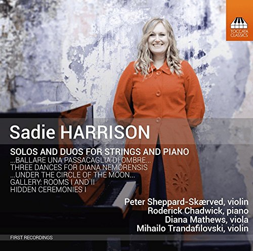 CD cover featuring Sadie Harrison, a pianist, and track listing details.