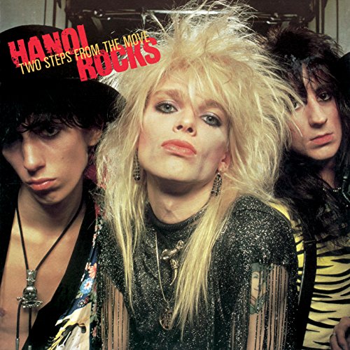 1984 album cover for Hanoi Rocks, featuring three band members.