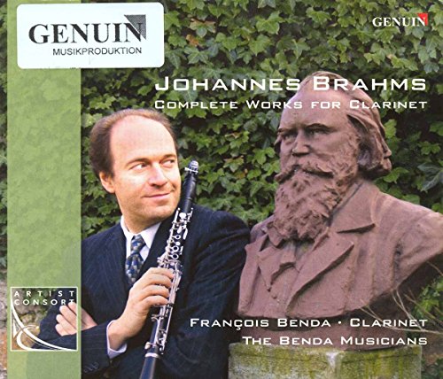 CD cover featuring portraits of Johannes Brahms and François Benda with a clarinet.