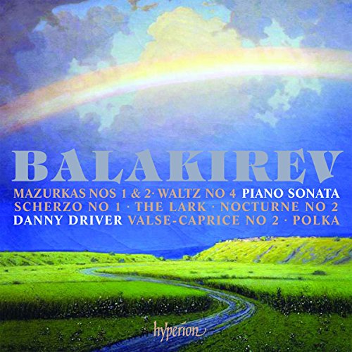 CD cover for Balakirev piano works performed by Danny Driver, with landscape.