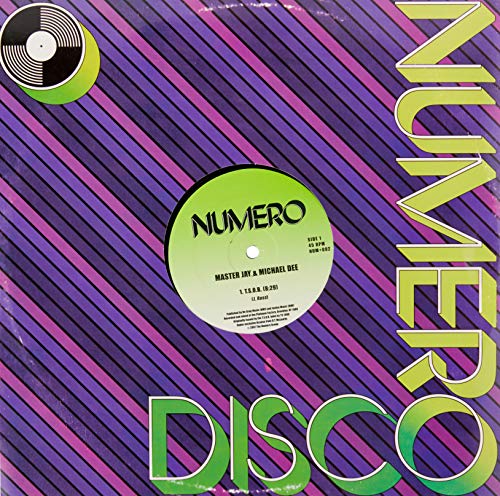 Vinyl record with green and purple striped cover, labeled "Master Jay & Michael Dee.