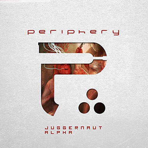 Periphery's "Juggernaut - Alpha" album cover: red and white abstract design.