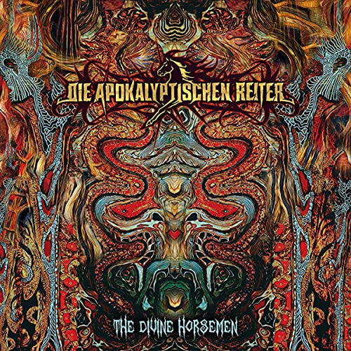 CD cover for "Die Apokalyptischen Reiter" featuring fiery, ornate, abstract art.