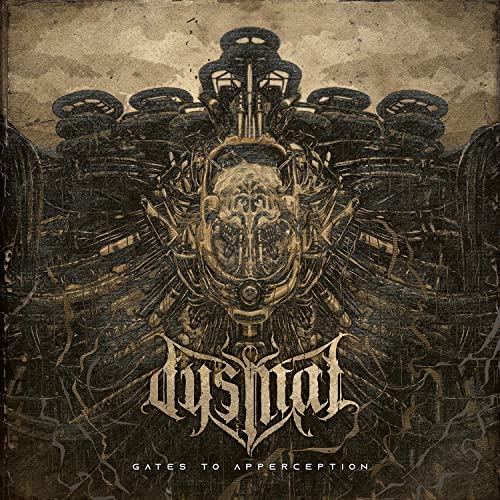Dark, detailed album cover with a skull-like figure and band logo "Dysmal".