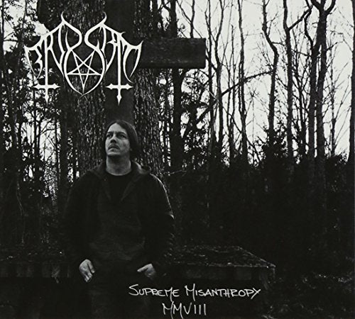 Black and white album cover featuring a man in a dark forest.