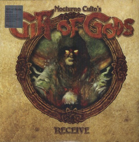 Vinyl album cover: “Gift Of Gods” by Nocturno Culto, featuring a framed, dark illustration.