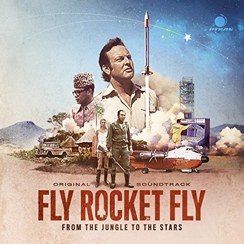 CD cover for “Fly Rocket Fly” soundtrack, featuring characters and a rocket.