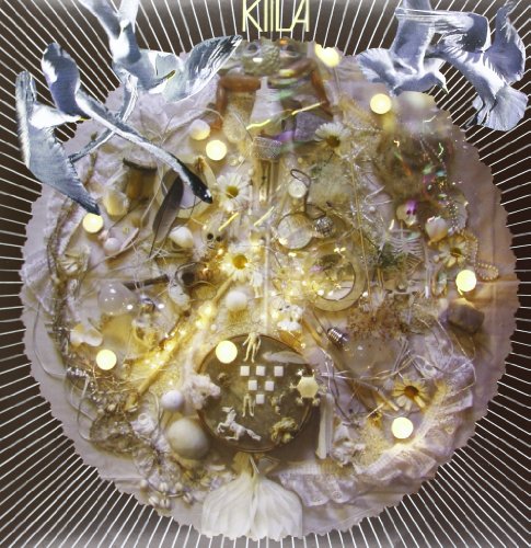 Vinyl record cover with collage of birds, flowers, and golden objects.