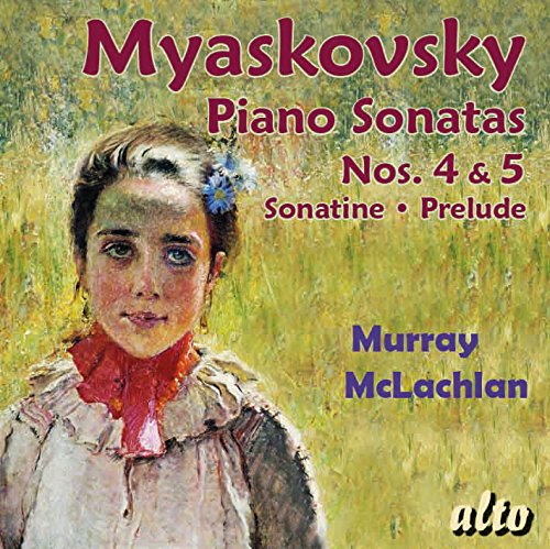 CD cover: portrait of a young woman in a field, text “Myaskovsky”.