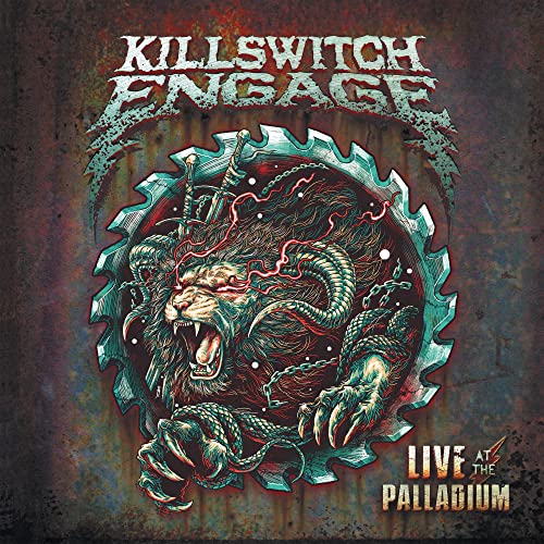 Killswitch Engage album cover: roaring lion with chains, metallic background.