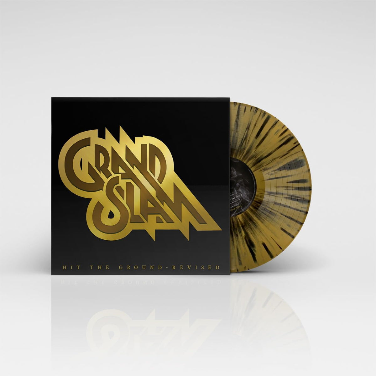 Vinyl record with yellow and black swirl, featuring white "Grand Slam" text.