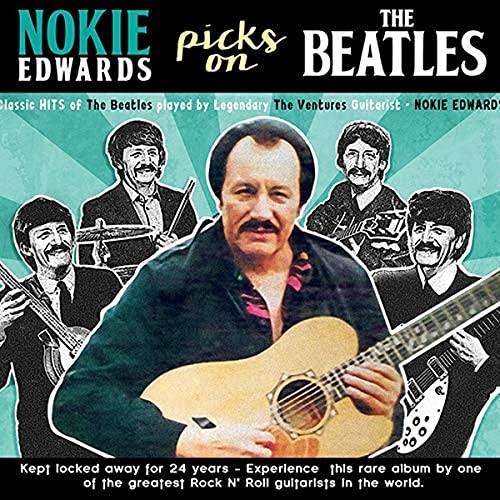 CD cover featuring Nokie Edwards playing guitar with The Beatles portraits.