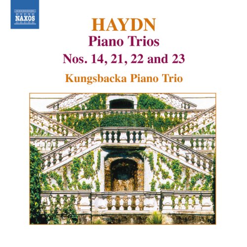CD cover for Haydn piano trios featuring a stone archway with greenery.