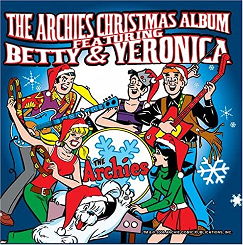 Archies cartoon band in Santa hats playing instruments, Christmas album cover.