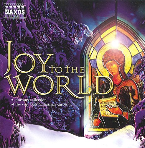 CD cover for “Joy To The World” with stained glass and snow.