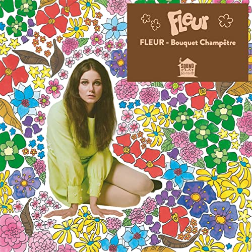 CD cover: woman amid colorful, illustrated wildflowers and text “Fleur”.