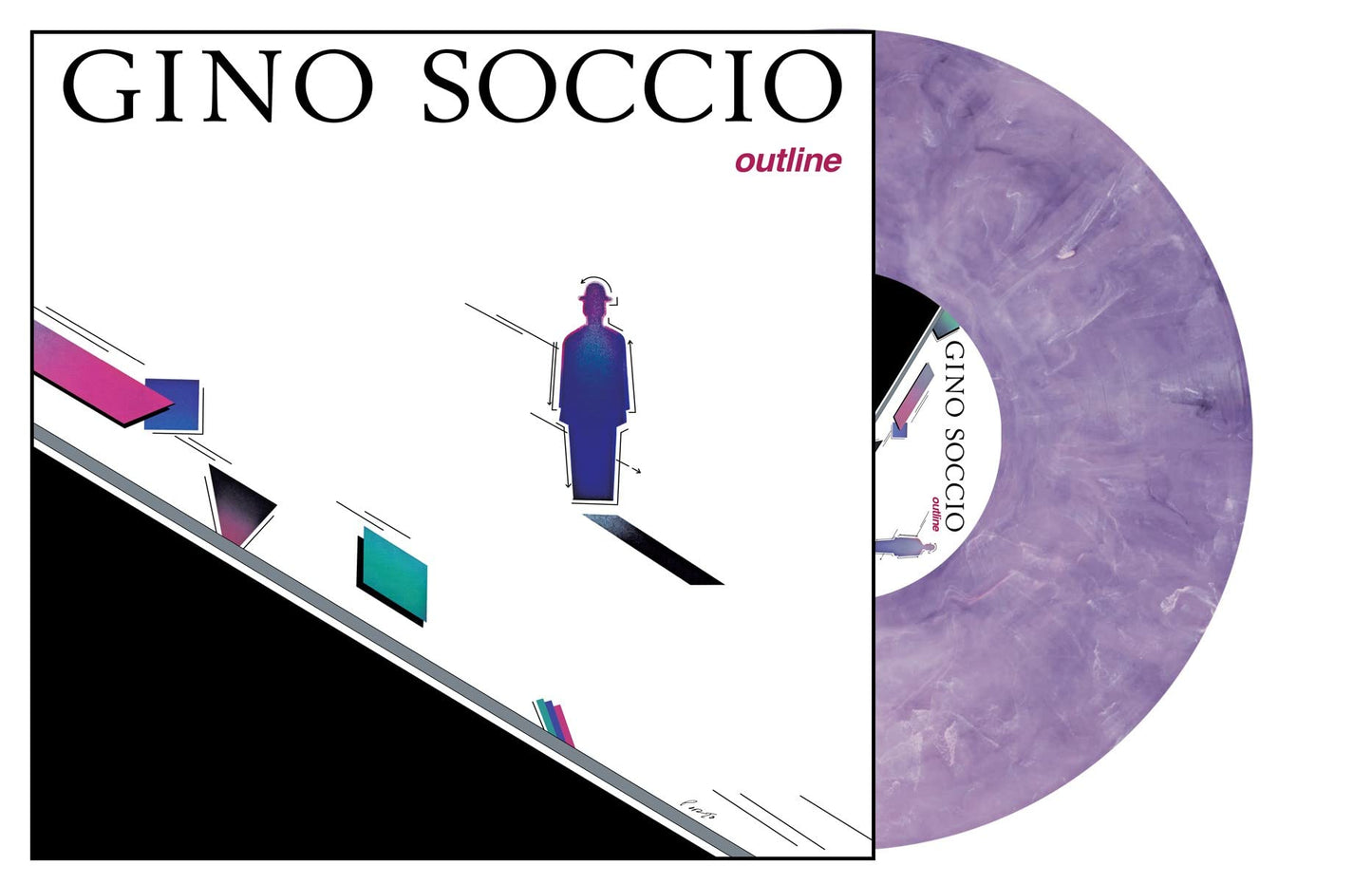 Gino Soccio “Outline” colored vinyl record with abstract cover art.