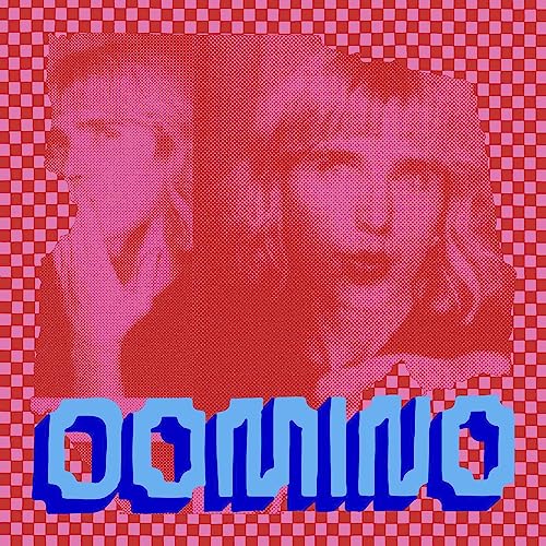 Vinyl cover featuring a pink and red halftone portrait over a checkered background.