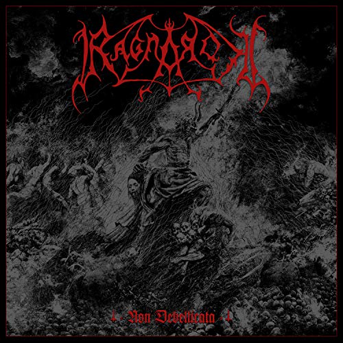 Black and grey album cover with red text and a chaotic, dark illustration.