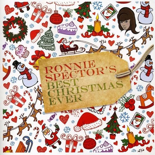 CD cover for Ronnie Spector’s “Best Christmas Ever” with festive illustrations.
