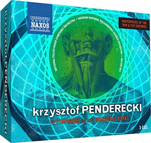 CD case for Krzysztof Penderecki’s symphonies, featuring abstract teal artwork.