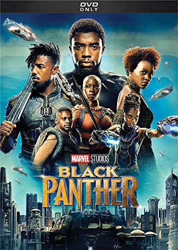 Black Panther DVD cover featuring the film's main cast and logo.