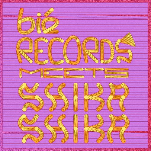 Album cover with wavy orange text on a textured pink background.