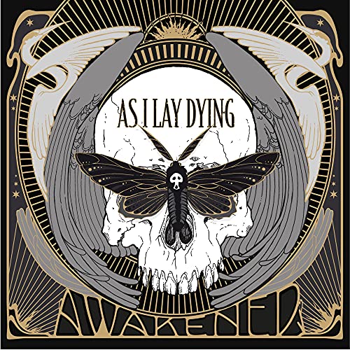 CD cover: skull with moth, ornate gold frame, and band name.