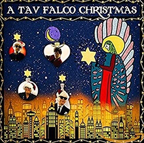 CD cover for "A Tav Falco Christmas" with illustrated figures and city skyline.