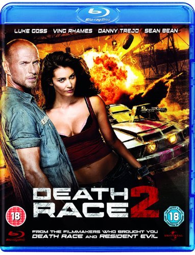 Death Race 2" Blu-ray cover featuring Luke Goss, Tanit Phoenix, and car action.